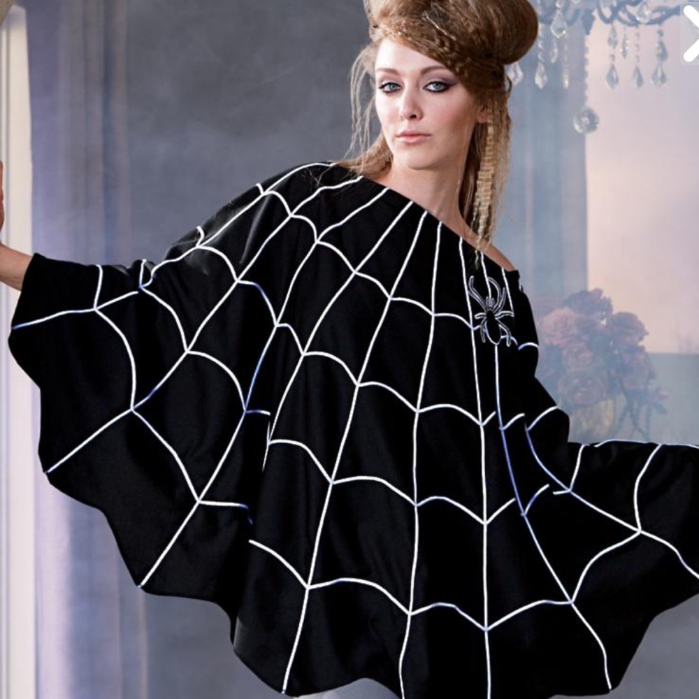 SOLD OUT Grandin Road web poncho with spider 🕷️ detail.